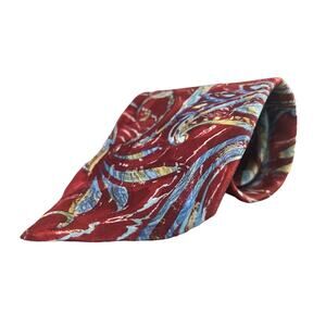 Oscar de la renta red blue watercolor men’s designer silk tie